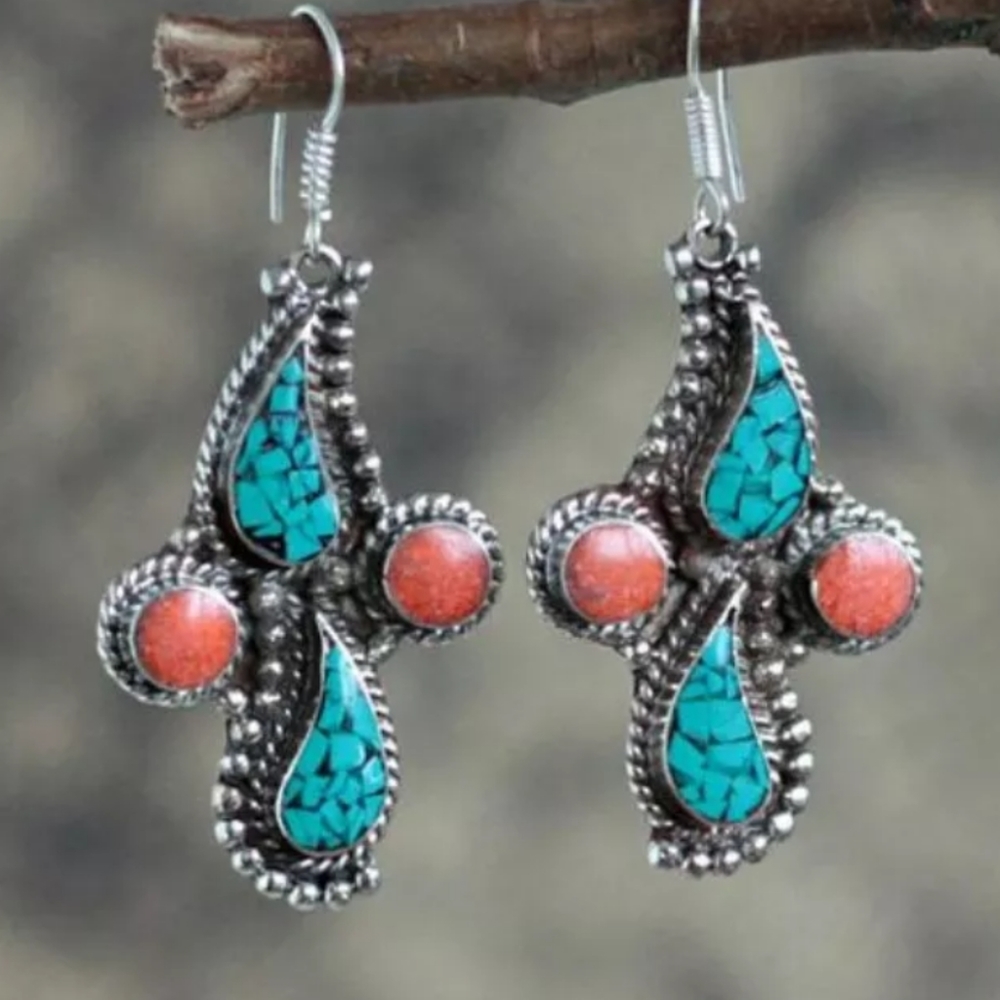 Coral and turquoise earrings
